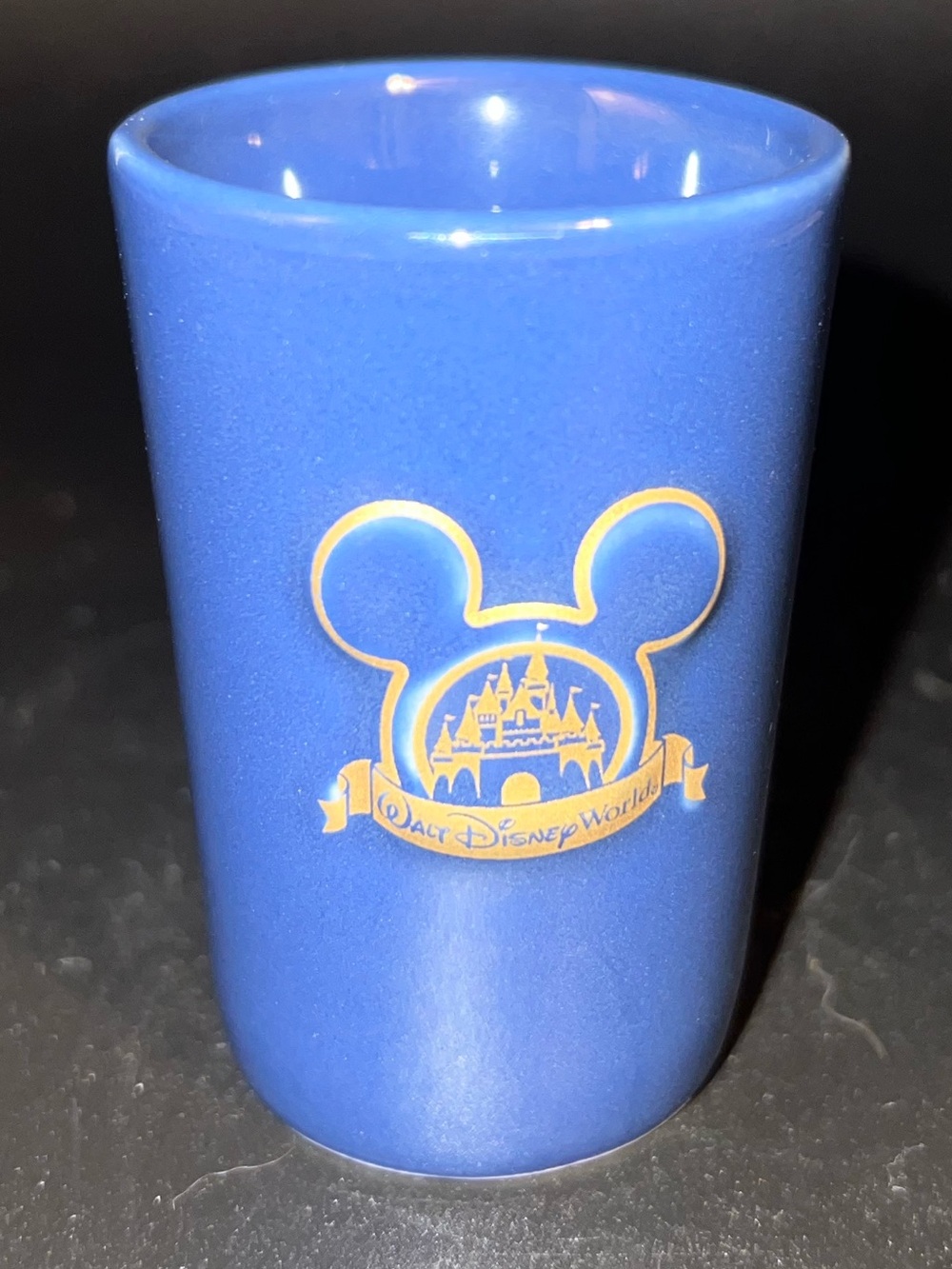 🐭 Vintage Walt Disney World Cobalt Blue Castle Toothpick Holder Shot Glass
